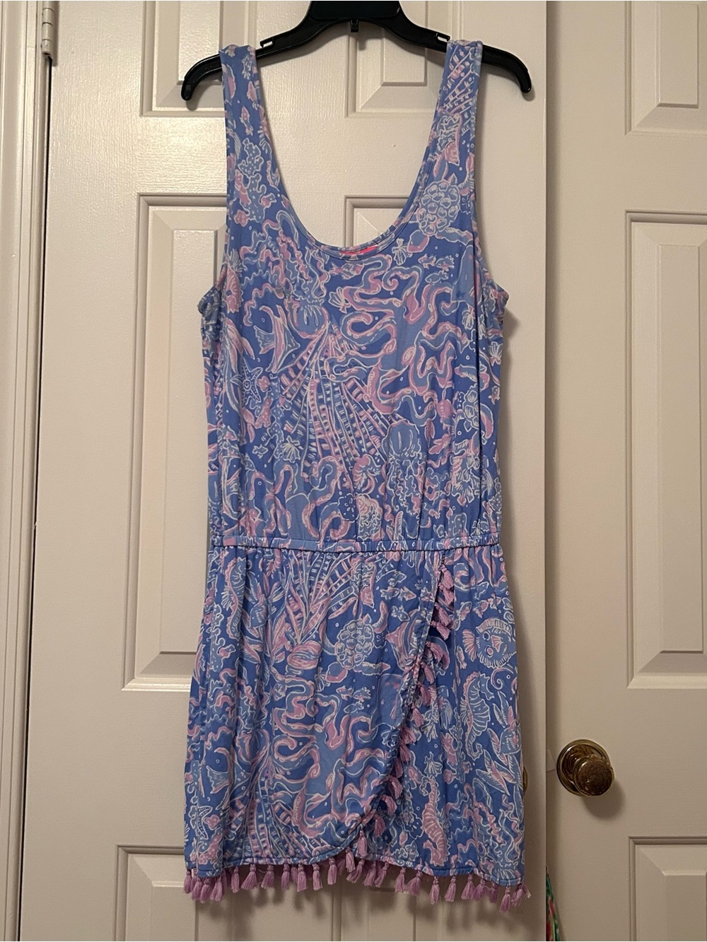 Lilly Pulitzer Jarrett Romper Dress Boca Blue Sea What I Sea Size Medium Coral
